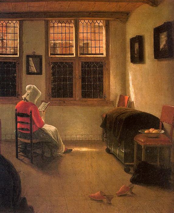 Pieter Janssens Elinga Woman Reading_l oil painting image